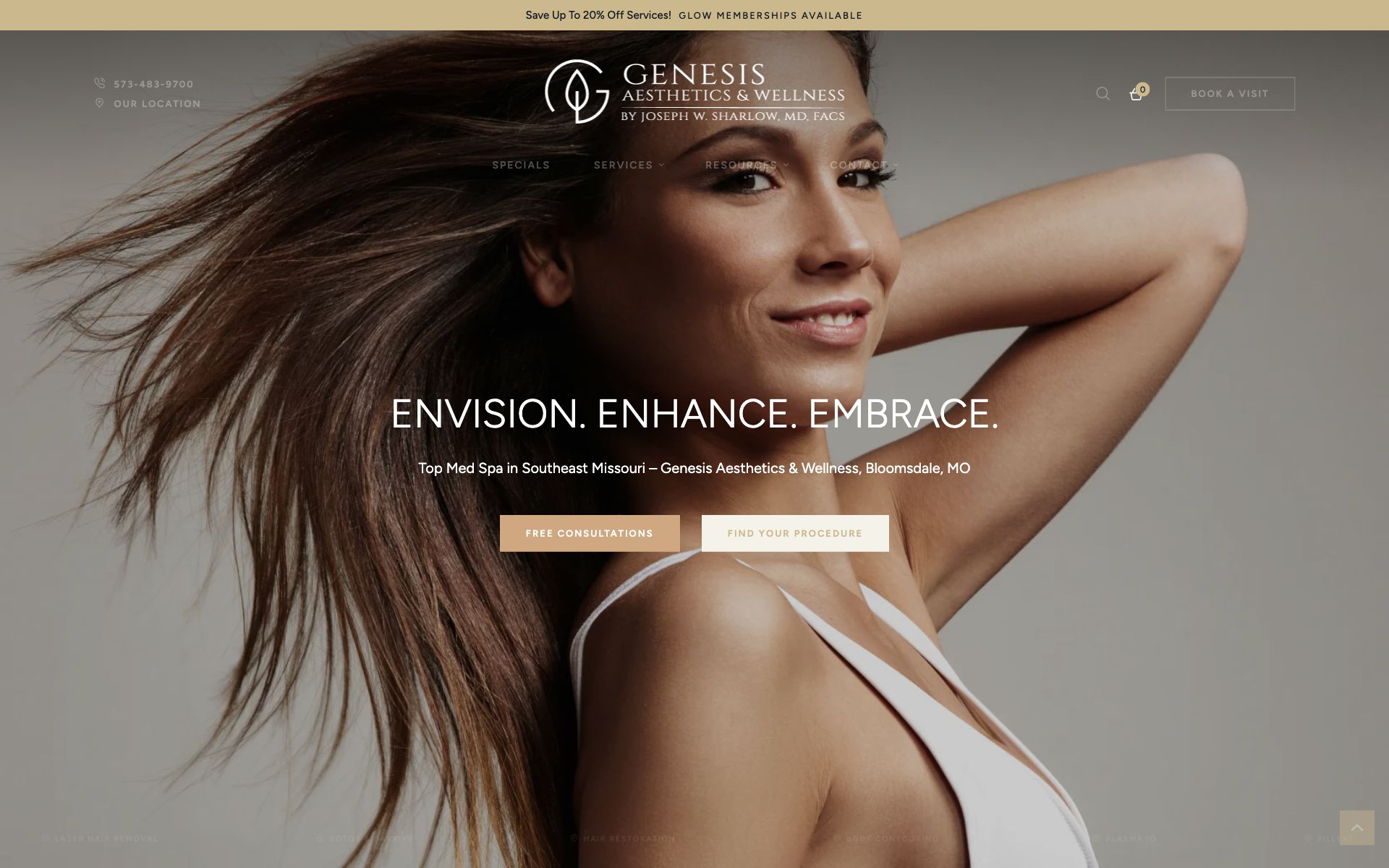 Genesis Med Spa website screenshot